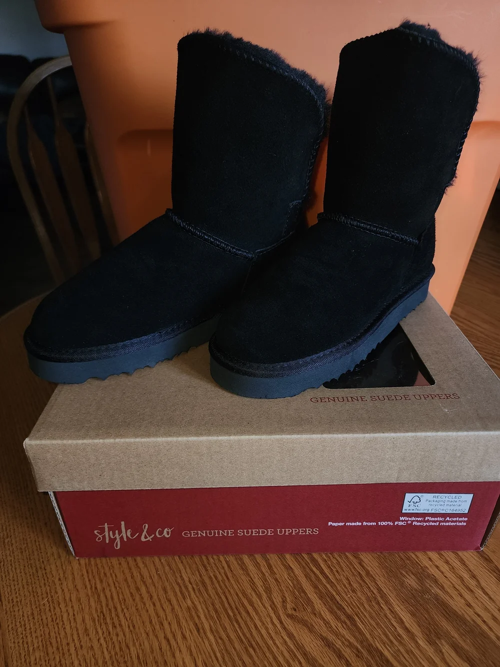 Style & Co. Black Suede Short Winter Boots